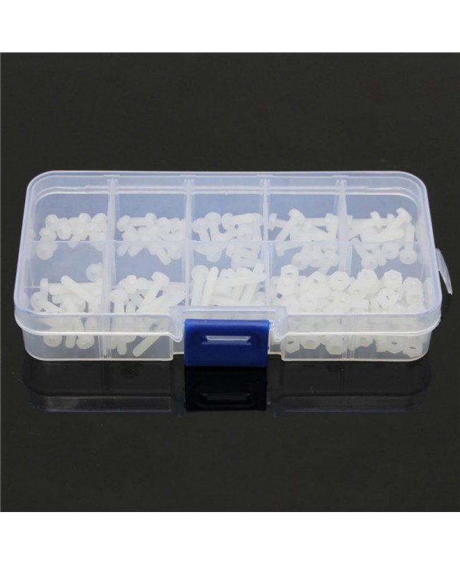 160pcs M3 Nylon Hex Screw Nut Spacer Standoff Assortment Kit White