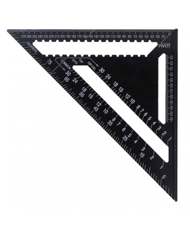 43X30X30cm Metric Aluminum Alloy Triangle Ruler Black Triangular Ruler