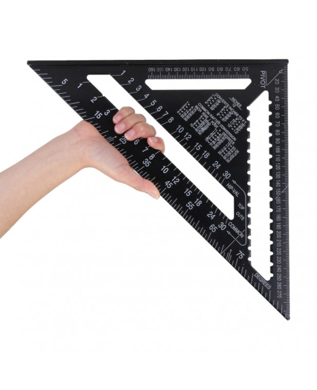 43X30X30cm Metric Aluminum Alloy Triangle Ruler Black Triangular Ruler