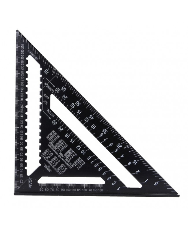 43X30X30cm Metric Aluminum Alloy Triangle Ruler Black Triangular Ruler