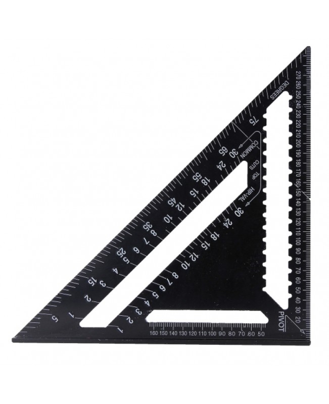 43X30X30cm Metric Aluminum Alloy Triangle Ruler Black Triangular Ruler