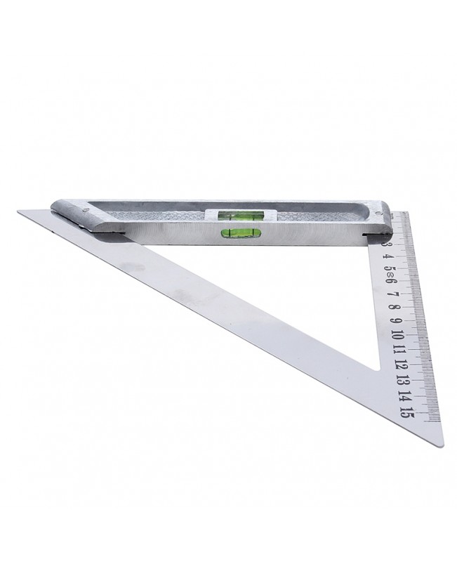 150mm Triangle Ruler Measuring Tool 90° Alloy with Level Bubble