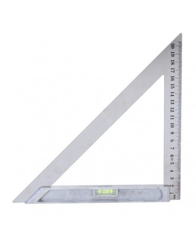 200mm Triangle Ruler Measuring Tool 90° Alloy with Level Bubble