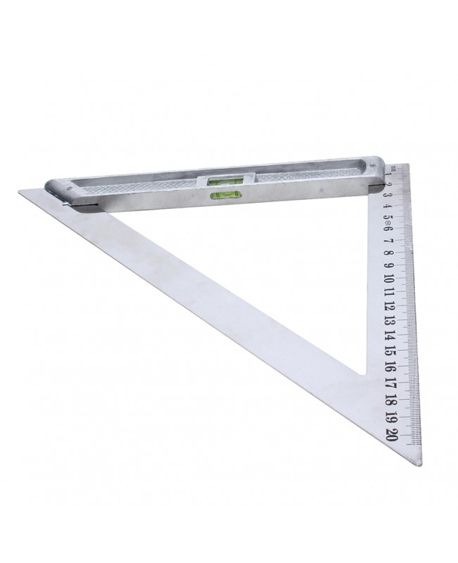 200mm Triangle Ruler Measuring Tool 90° Alloy with Level Bubble