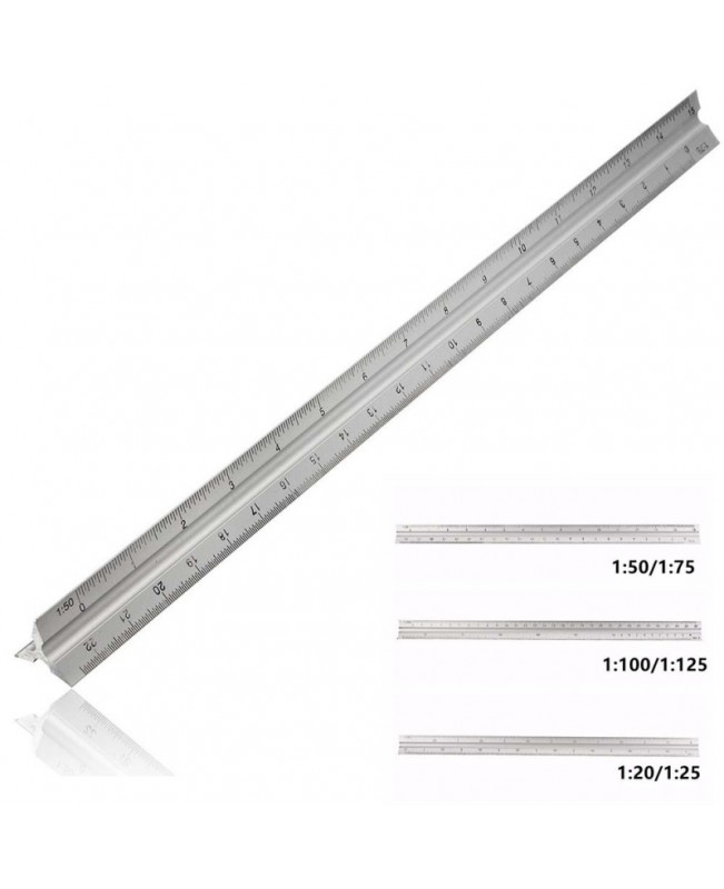 12 Inch 30cm Aluminium Tri Scale Metal Ruler Engineers Technical Rule