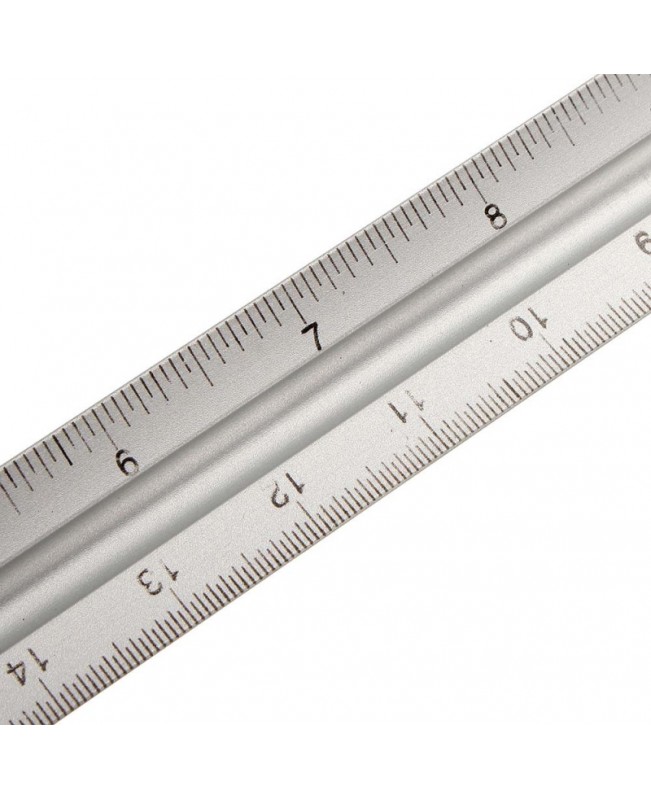 12 Inch 30cm Aluminium Tri Scale Metal Ruler Engineers Technical Rule