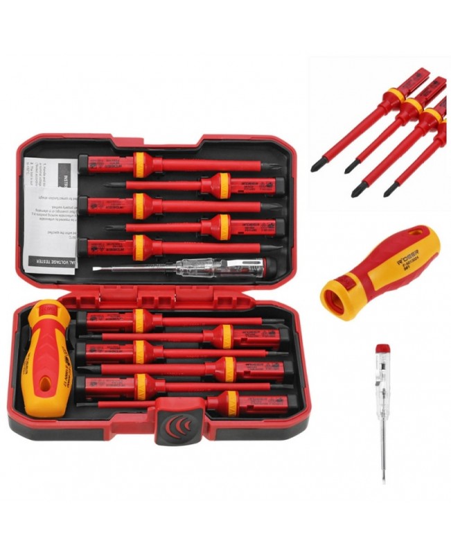 13Pcs 1000V Electronic Insulated Screwdriver Set Phillips Slotted Torx CR-V Screwdriver Hand Tools