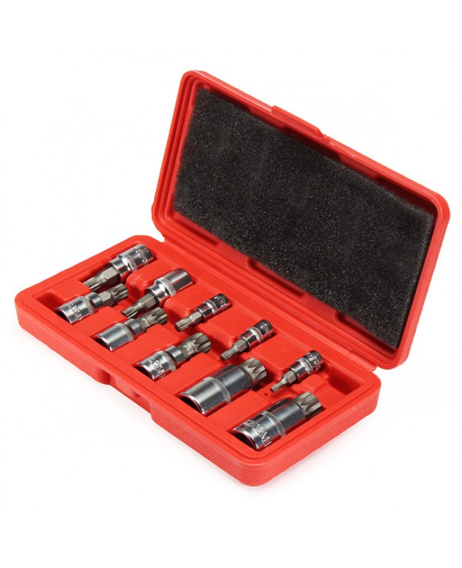 10pcs Triple Square Spline Bit Socket Set XZN12 Point Tamper Proof Socket Adapter