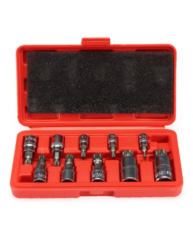 10pcs Triple Square Spline Bit Socket Set XZN12 Point Tamper Proof Socket Adapter