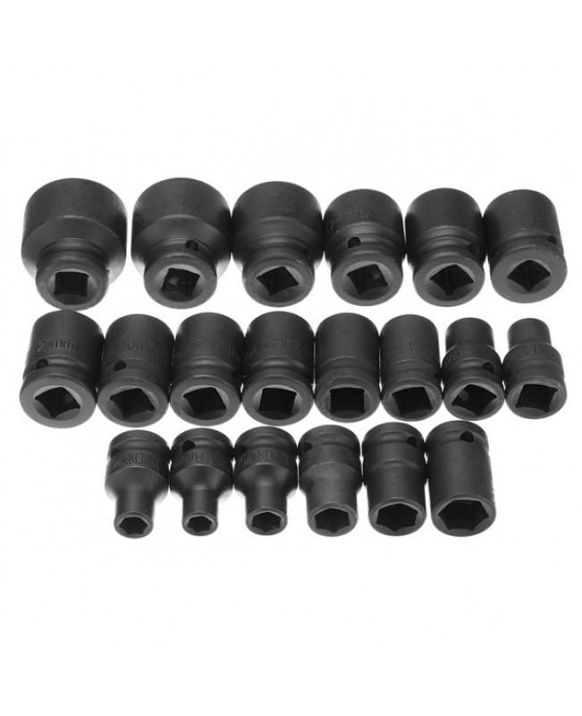 20pcs Drive Socket Set 8-32mm 6 Point Impact Socket Kit Garage Tool