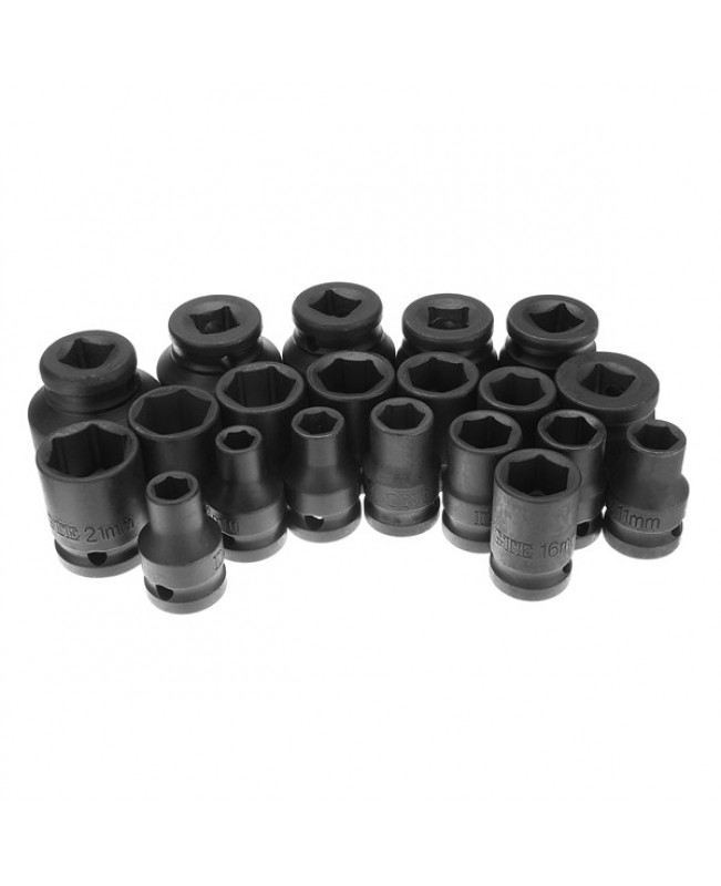 20pcs Drive Socket Set 8-32mm 6 Point Impact Socket Kit Garage Tool