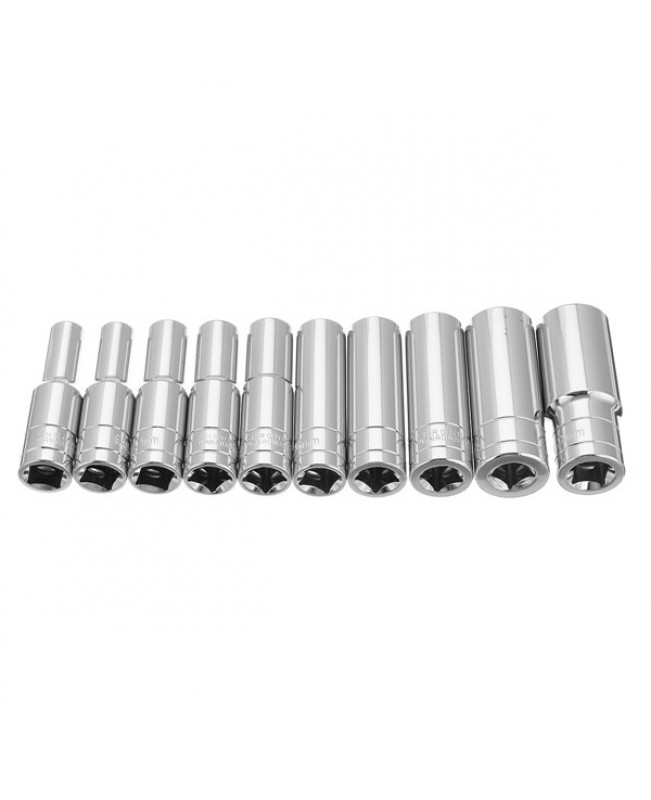 10pcs Drive Heavy Duty Deep Impact Sockets Set 6 Points Metric 8-24mm Socket Adapter