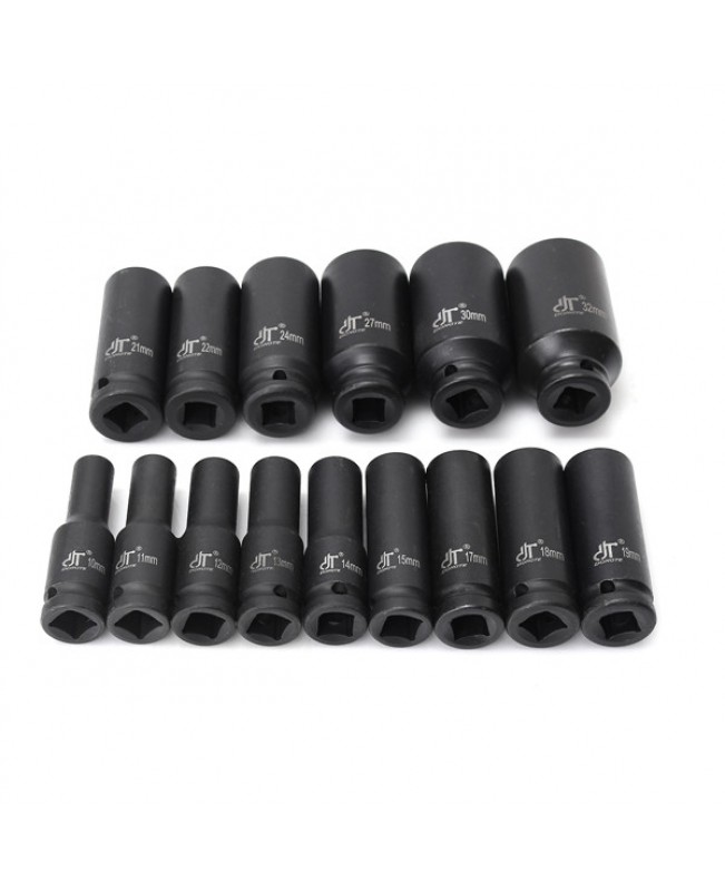 15pcs Drive Deep Impact Metric Socket Set 10-32mm Air Garage Sockets