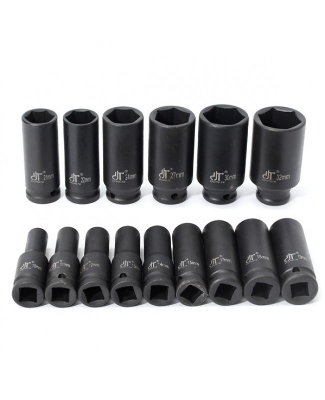 15pcs Drive Deep Impact Metric Socket Set 10-32mm Air Garage Sockets