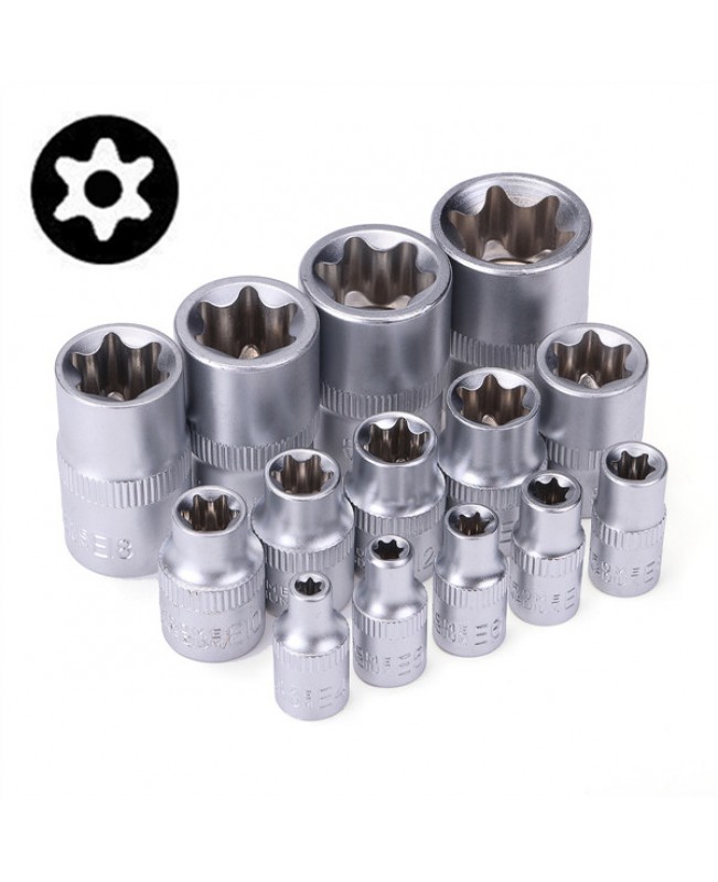 14pcs Tamper Proof E4-E24 Torx Star Bit Socket Set Female E Type Socket