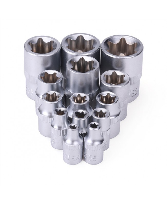 14pcs Tamper Proof E4-E24 Torx Star Bit Socket Set Female E Type Socket