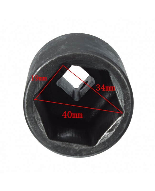 34mm Black Hex 6 Point Drive Deep Spindle Axle Nut Socket Chrome Steel