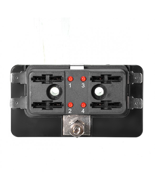 DC12V/24V/32V 4Way Car Boat Automotive Blade Fuse Box Block Holder LED Warning