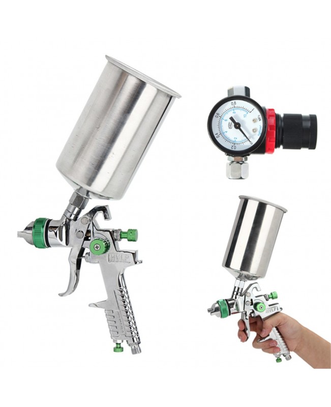 2.5mm HVLP Spray Auto Paint Tool Gravity Feed Spray Gun Metal Flake Primer Nozzle with Gauge