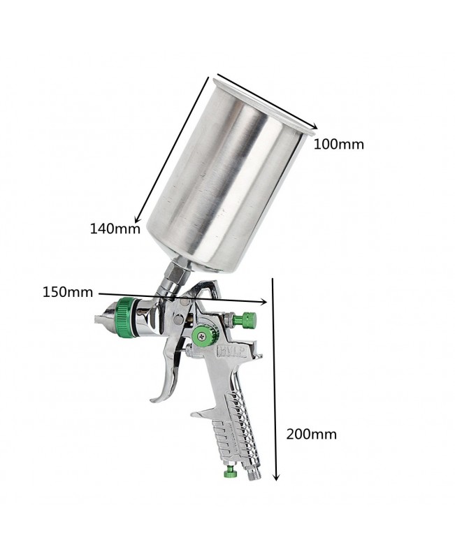 2.5mm HVLP Spray Auto Paint Tool Gravity Feed Spray Gun Metal Flake Primer Nozzle with Gauge